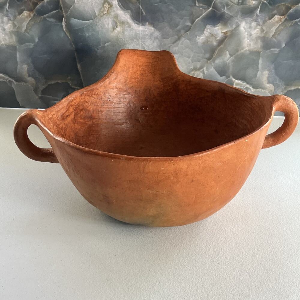 Handmade Terra-cotta Clay Art Pottery Handle Spout Bowl - Picture 4 of 12